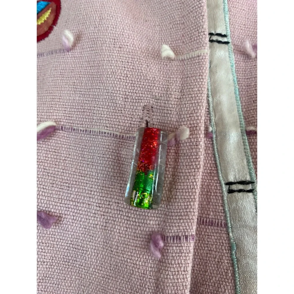 Vtg Daniel K Pink Embroidered Dragonfly Jacket Glitter Buttons Sz‎ L y2k